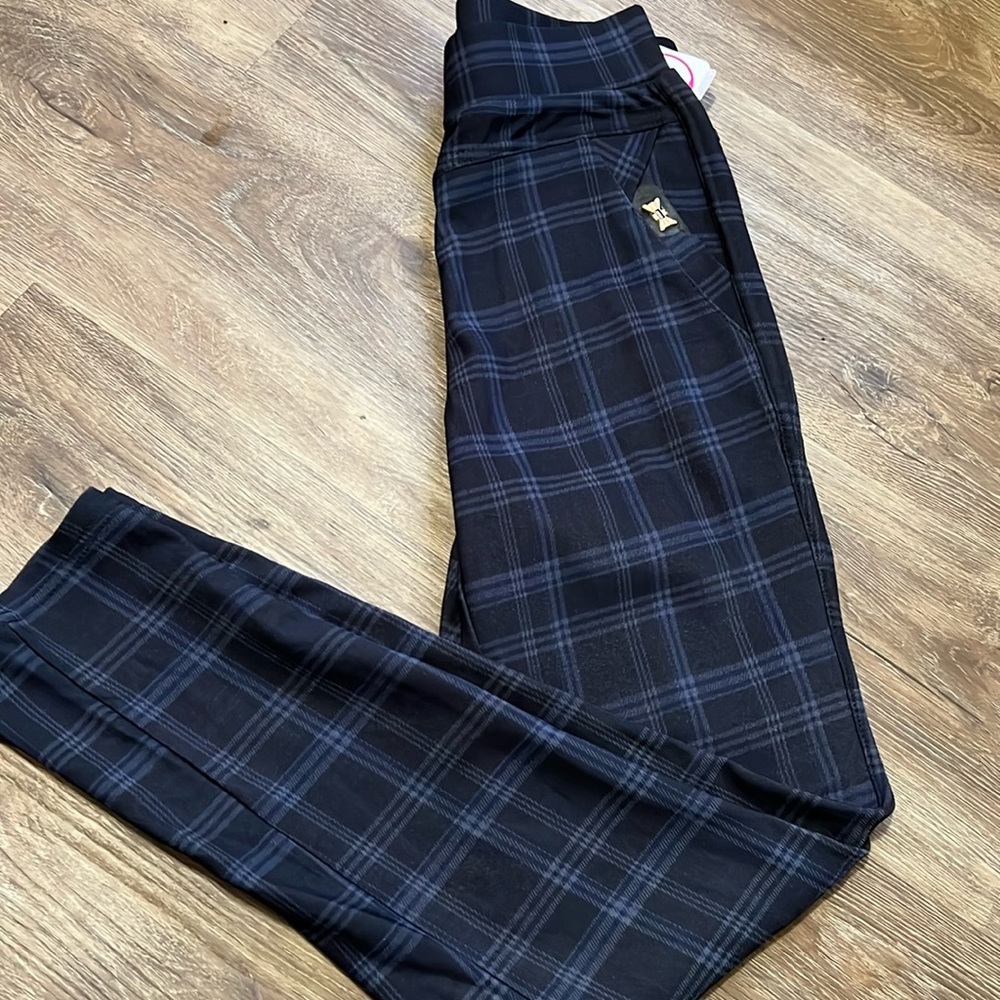NWT Jvini blue plaid ankle leggings